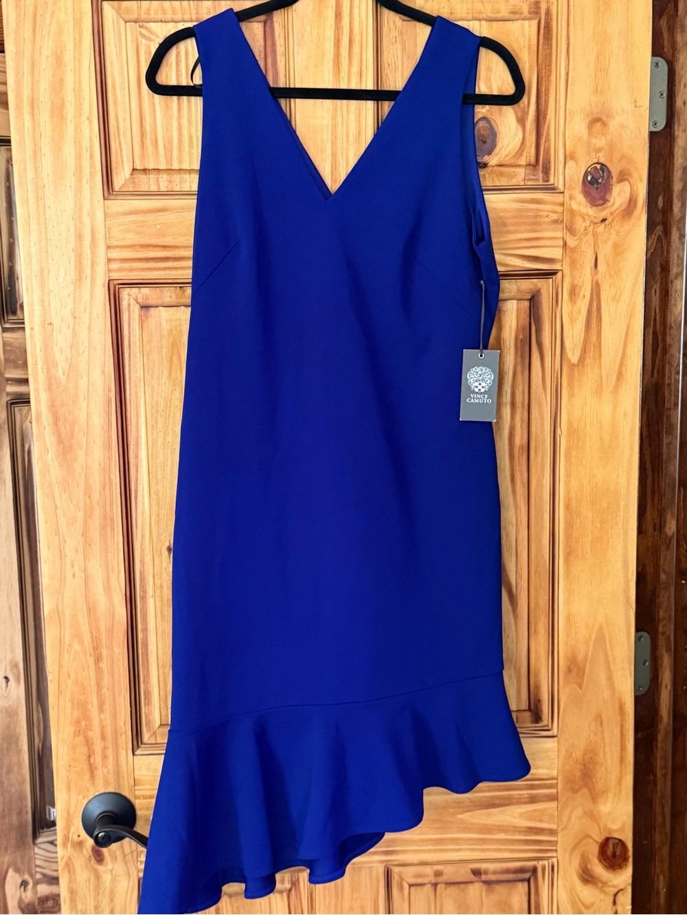 Vince Camuto Royal Blue Asymmetrical Ruffle Hem Dress